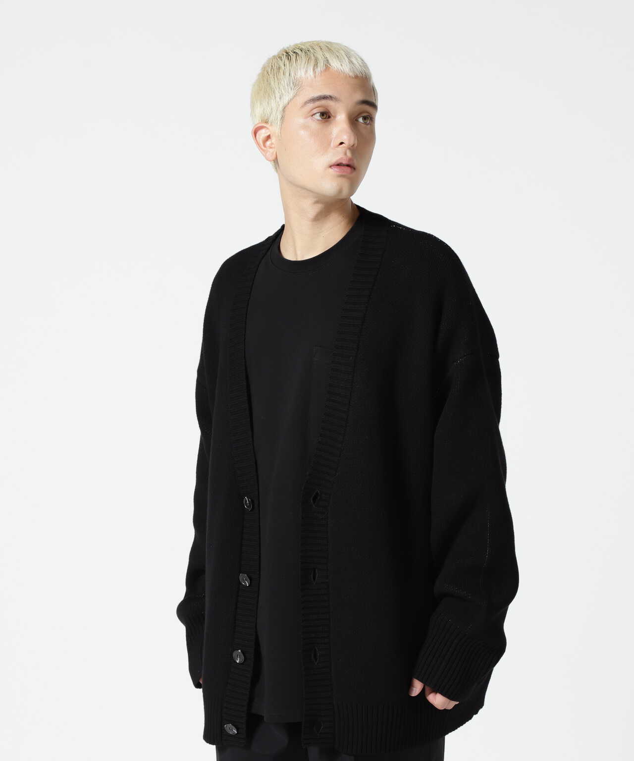 WHITELAND/ホワイトランド/LINE LOGO CARDIGAN/ラインロゴカーディガン