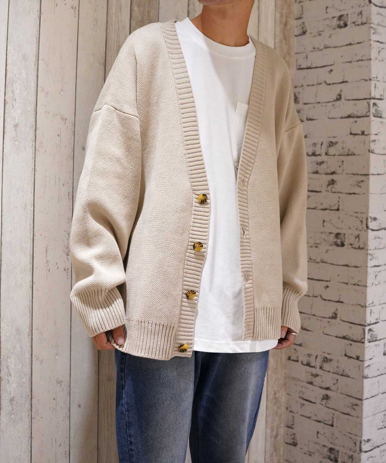 WHITELAND/ホワイトランド/LINE LOGO CARDIGAN/ラインロゴカーディガン 