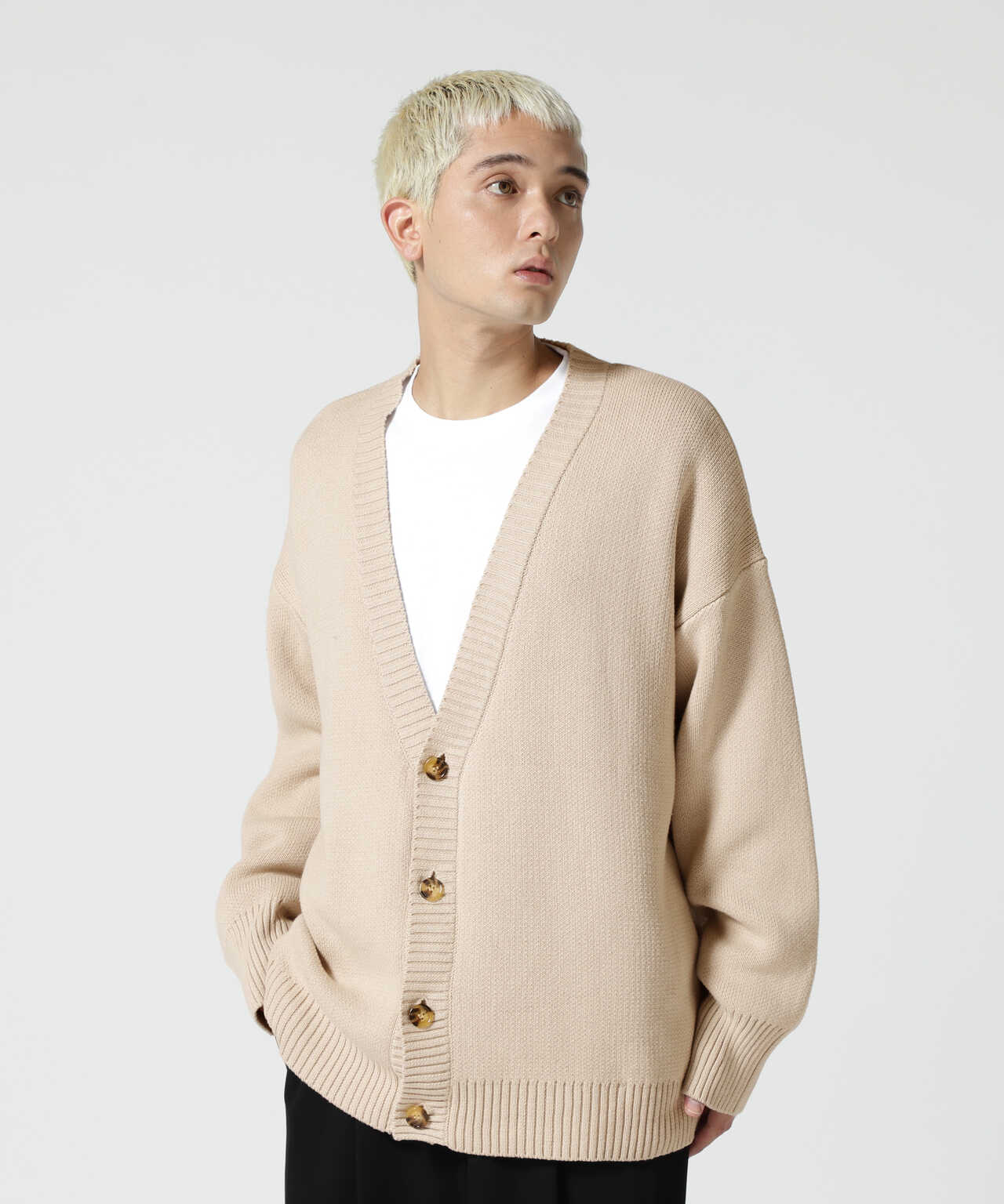 WHITELAND/ホワイトランド/LINE LOGO CARDIGAN/ラインロゴカーディガン 