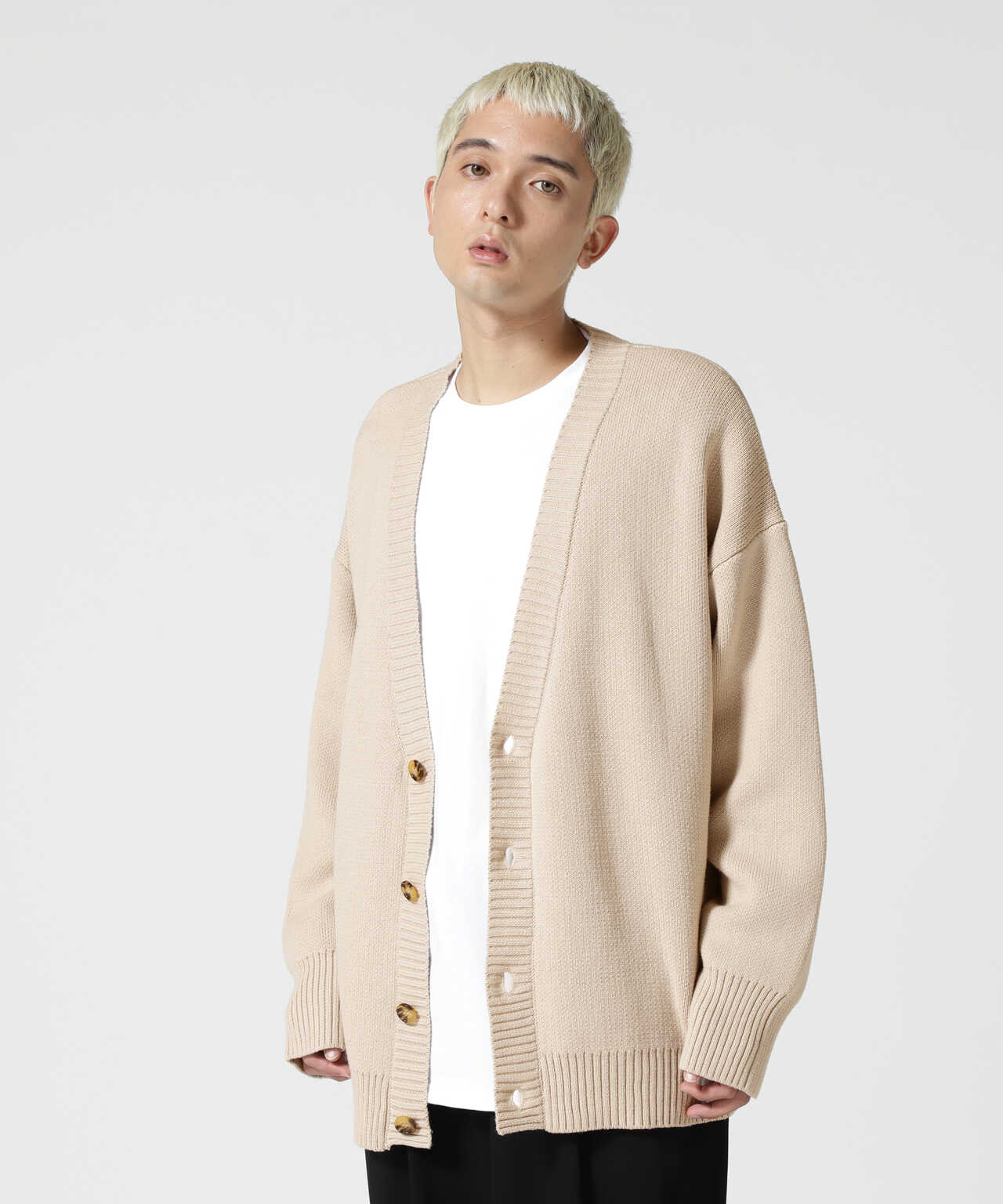 WHITELAND/ホワイトランド/LINE LOGO CARDIGAN/ラインロゴカーディガン