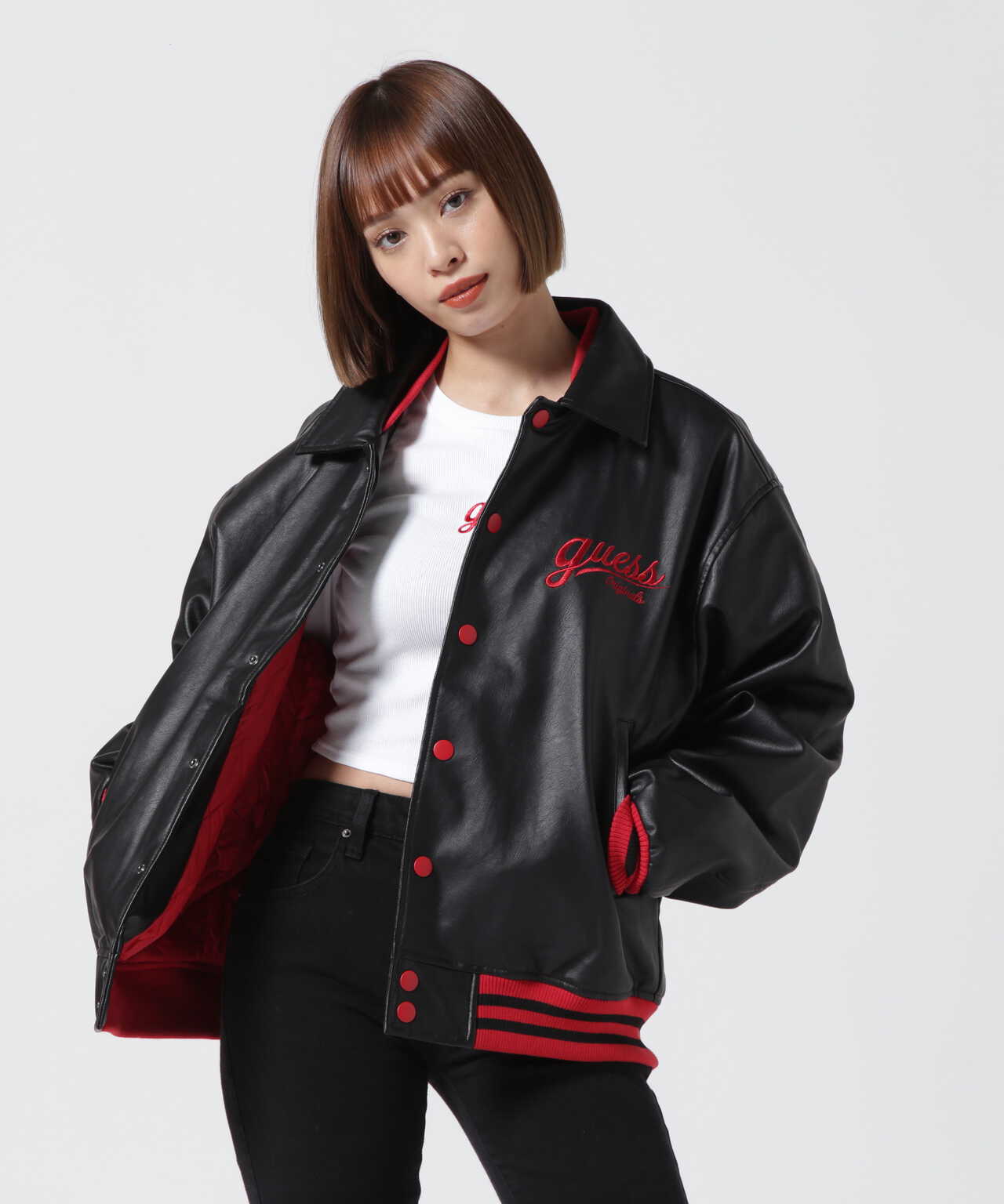 デッドスト90sダンサ新品BBOYBガールゲスGUESS USAバブルジャケット