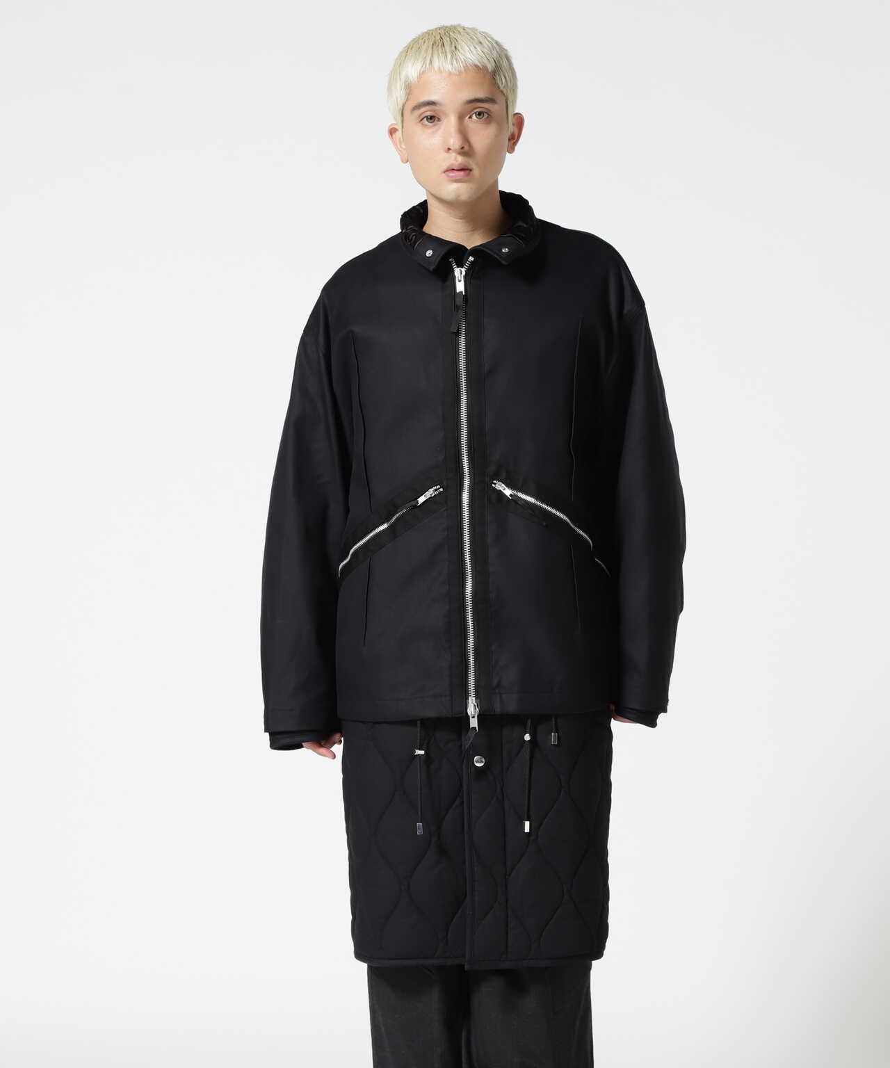 ALMOSTBLACK/オールモストブラック/WOVEN LAYERD MILITARY COAT/2WAY