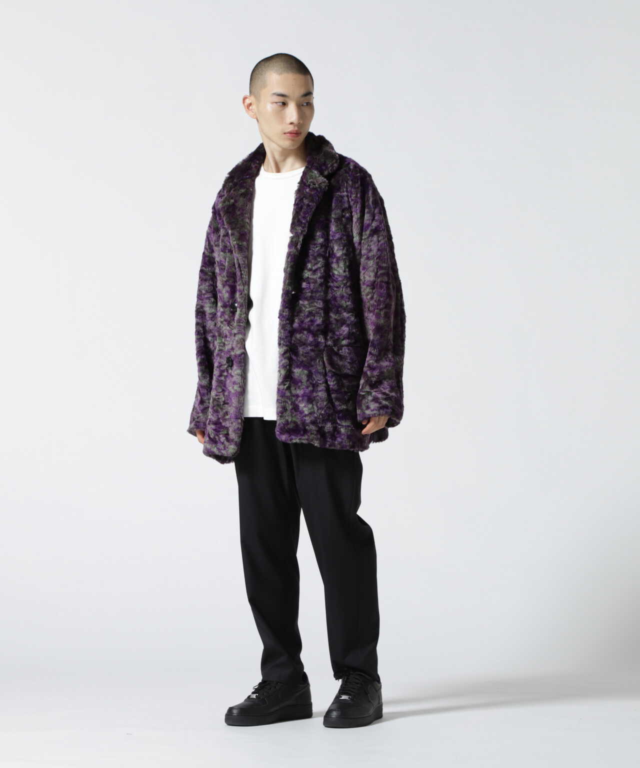 【美品】  Needles / ニードルス | 2021AW | S.C. Car Coat-Faux Fur フェイク ファー スタンドカラー カー コート | S | PURPLE | メンズ