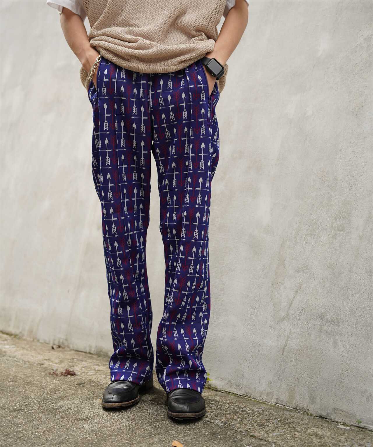 Needles track pant plaid ブルー-