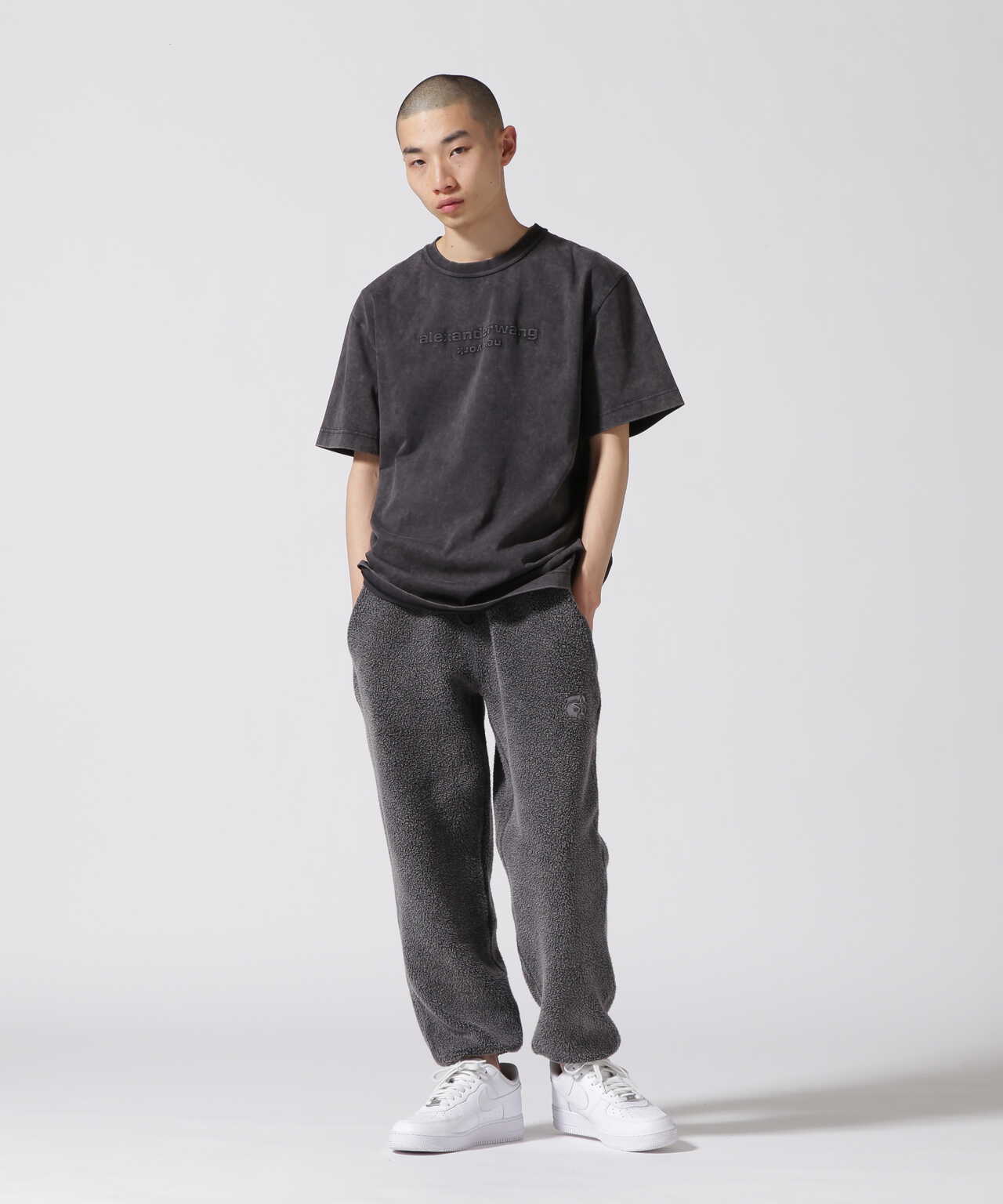 alexanderwang ACID WASH SWEATPANT IN DENSE FLEECE ACID BLACK