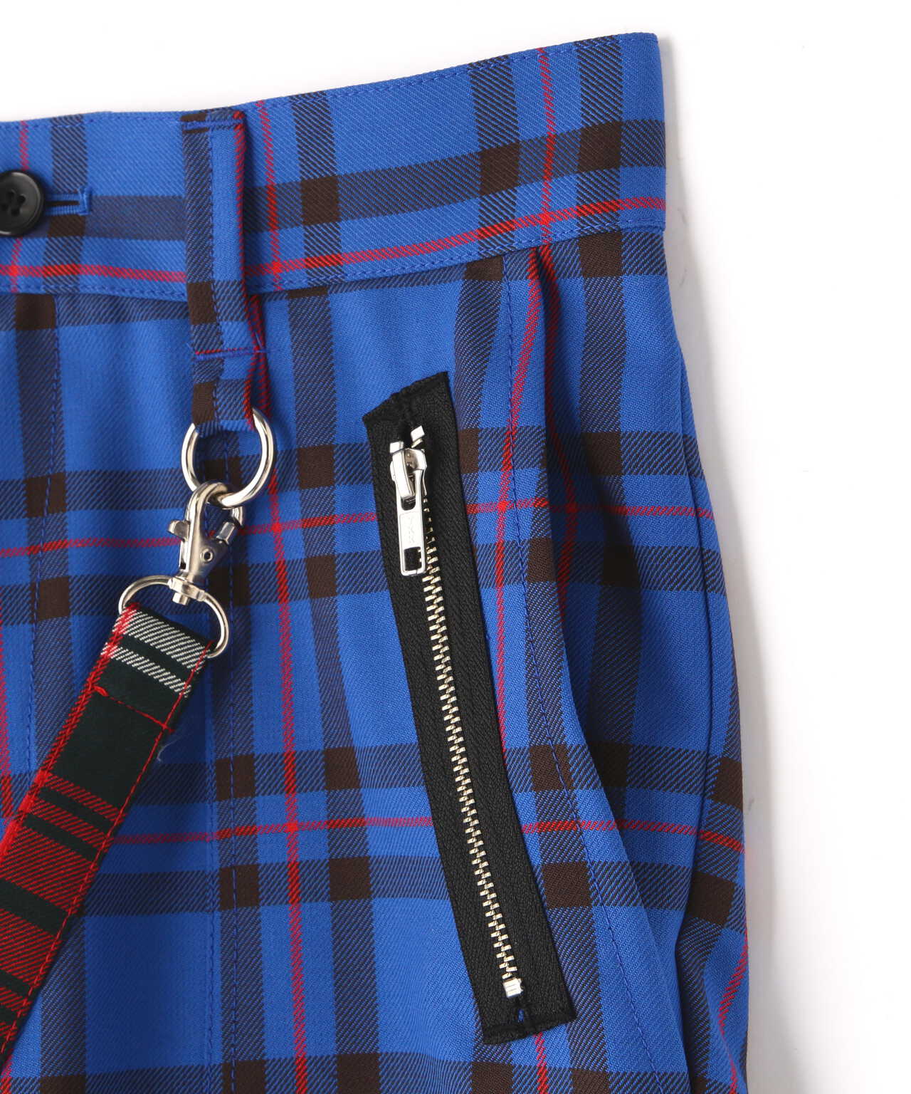 KIDILL/キディル/DOUBLE PANEL ZIP & STRAPS TARTAN PANTS/ダブル