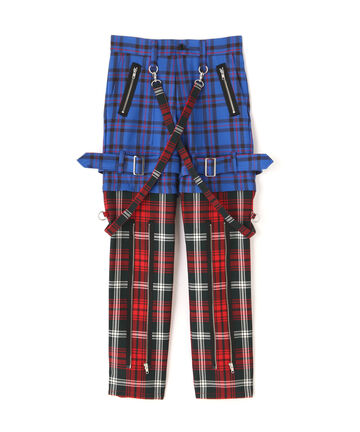 KIDILL/キディル/DOUBLE PANEL ZIP & STRAPS TARTAN PANTS/ダブルパネルジップ&ストラップパンツ