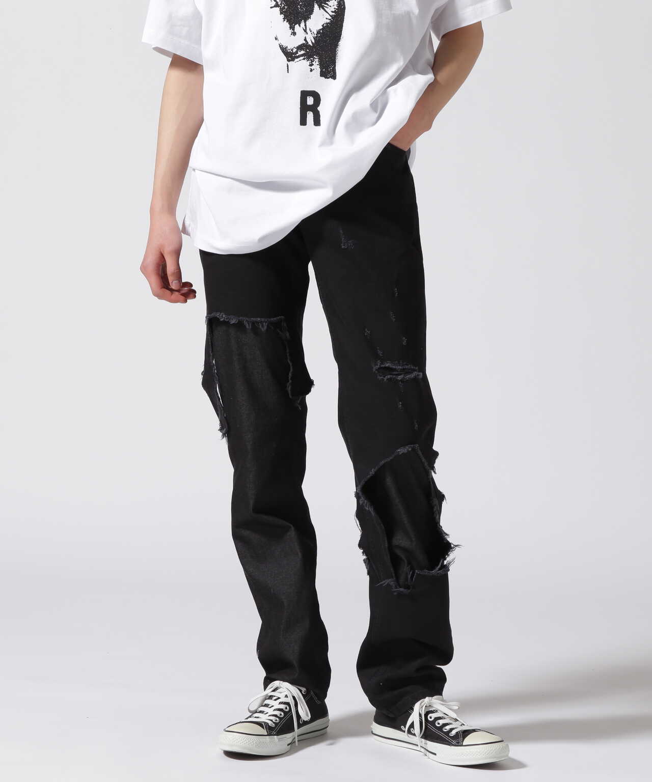 はこぽす対応商品】 RAF SIMONS DESTROYED PANTS デストロイデニム ...