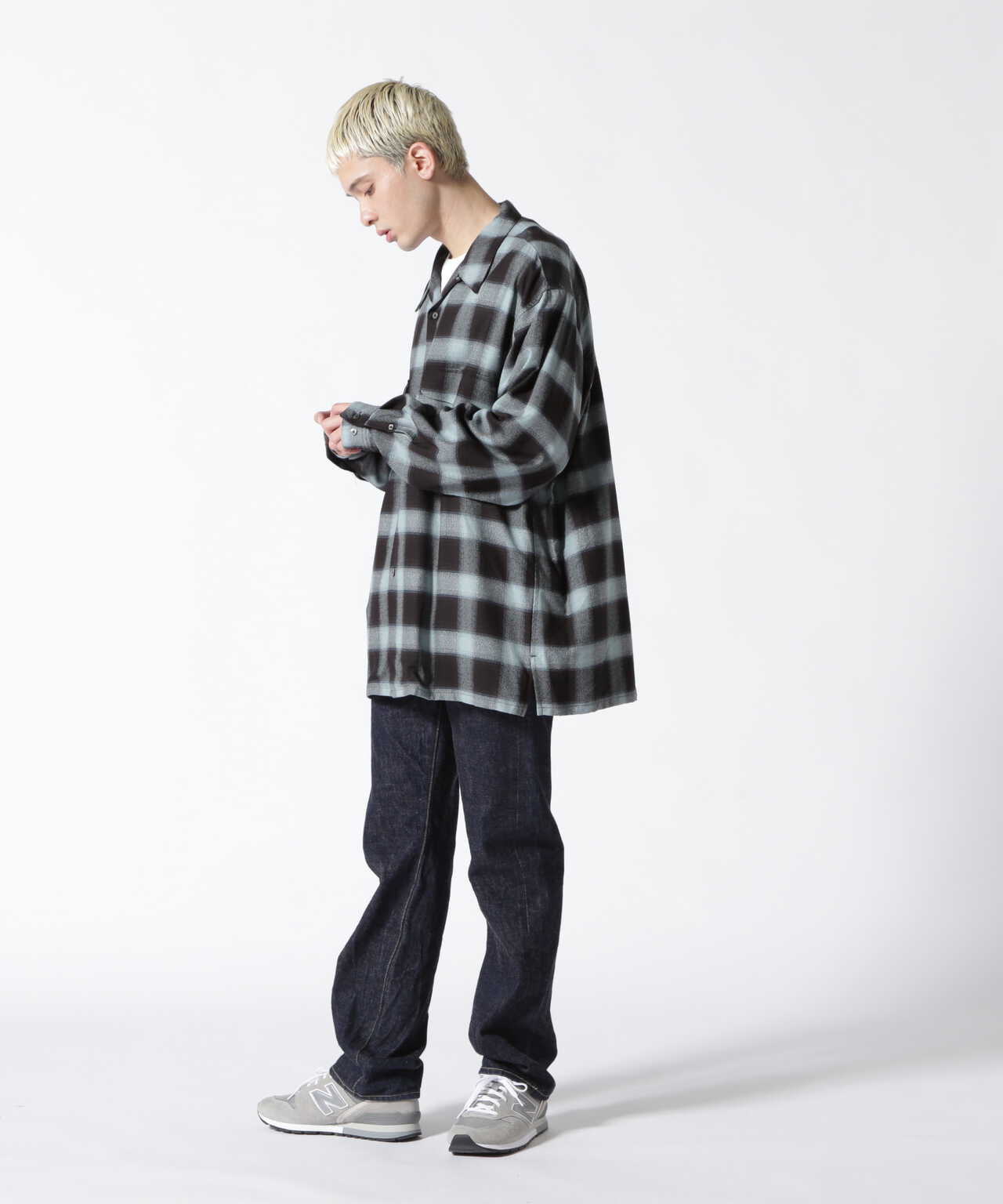 SUGARHILL/シュガーヒル/OMBRE PLAID LOOSE OPEN COLLAR BLOUSE