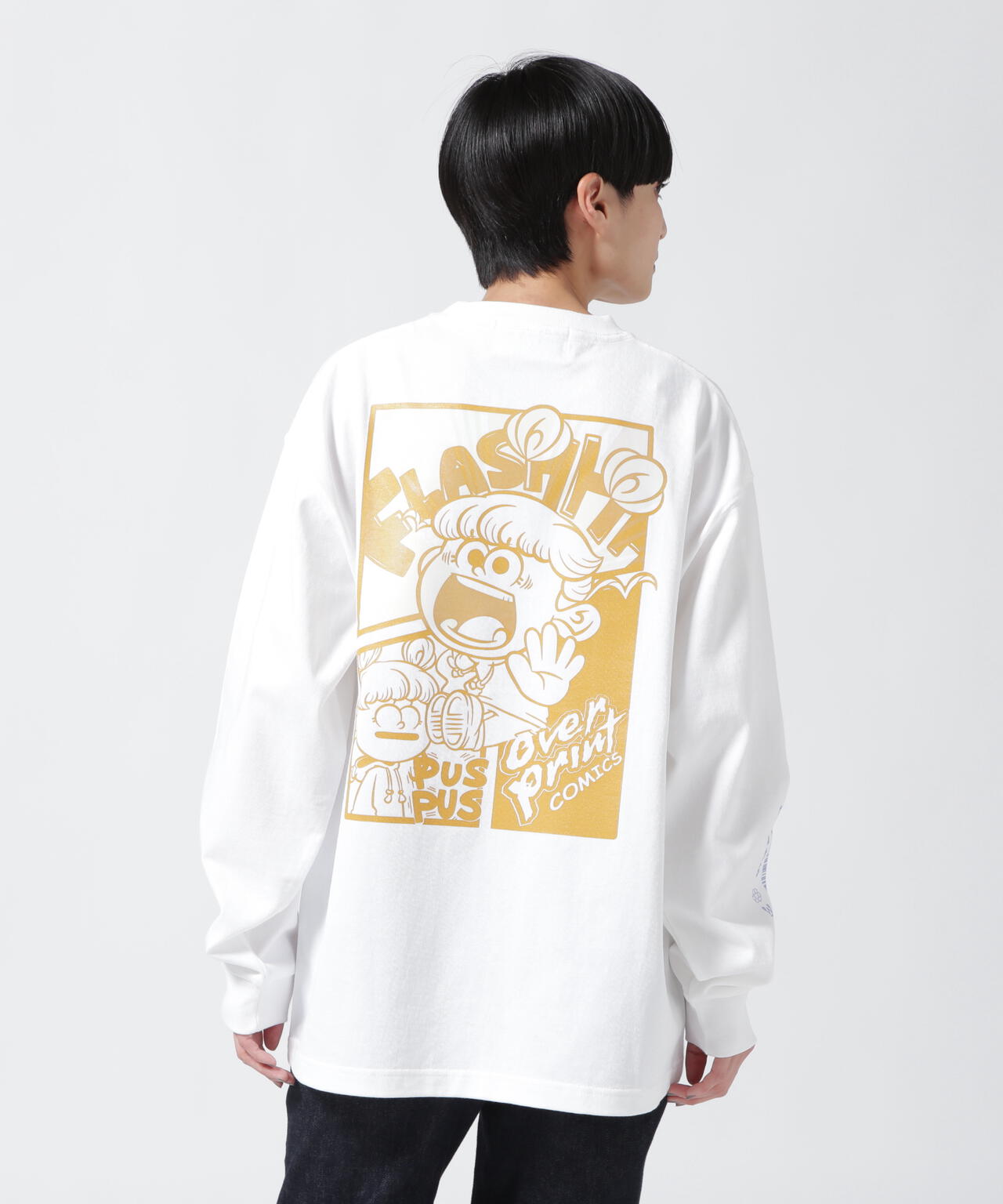 over print COMICS Heavy LS Tee 白 L-