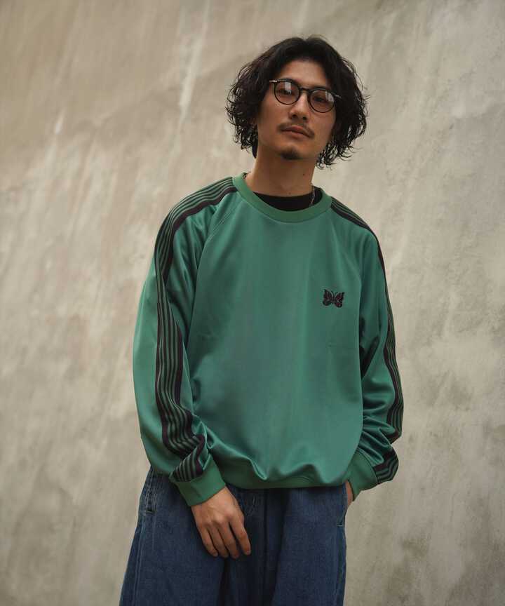 新色正規販売店 Needles◇22AW/LQ521/TRACK CREW NECK SHIRT-Poly Jq