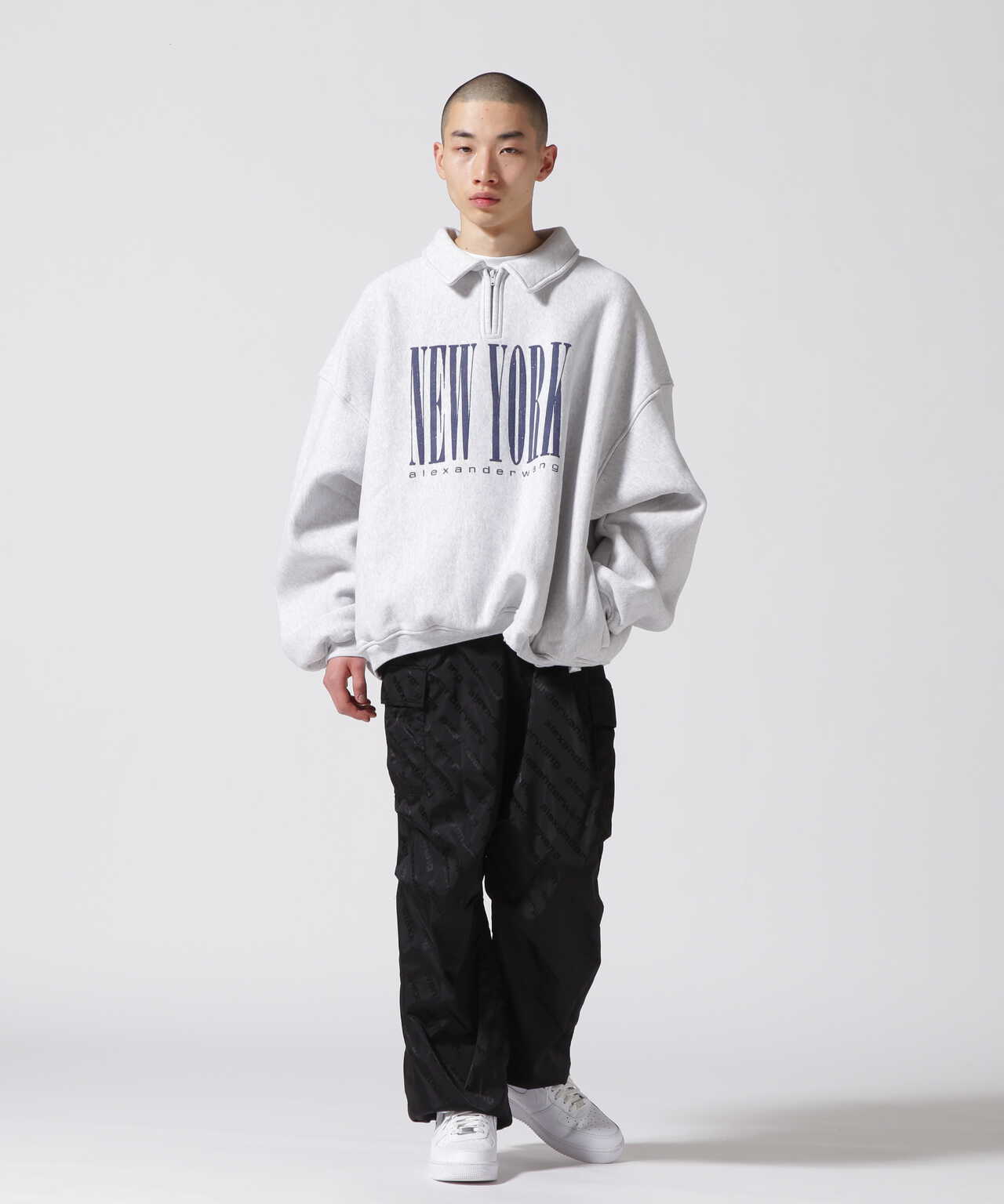 alexanderwang/アレキサンダーワン/HALF ZIP SWEATSHIRT WITH NY PUFF