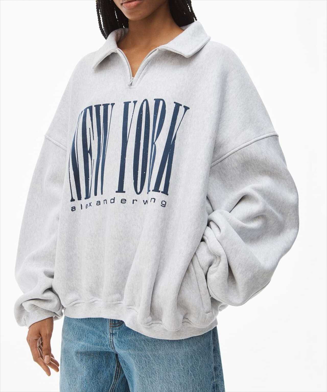 alexanderwang/アレキサンダーワン/HALF ZIP SWEATSHIRT WITH NY PUFF