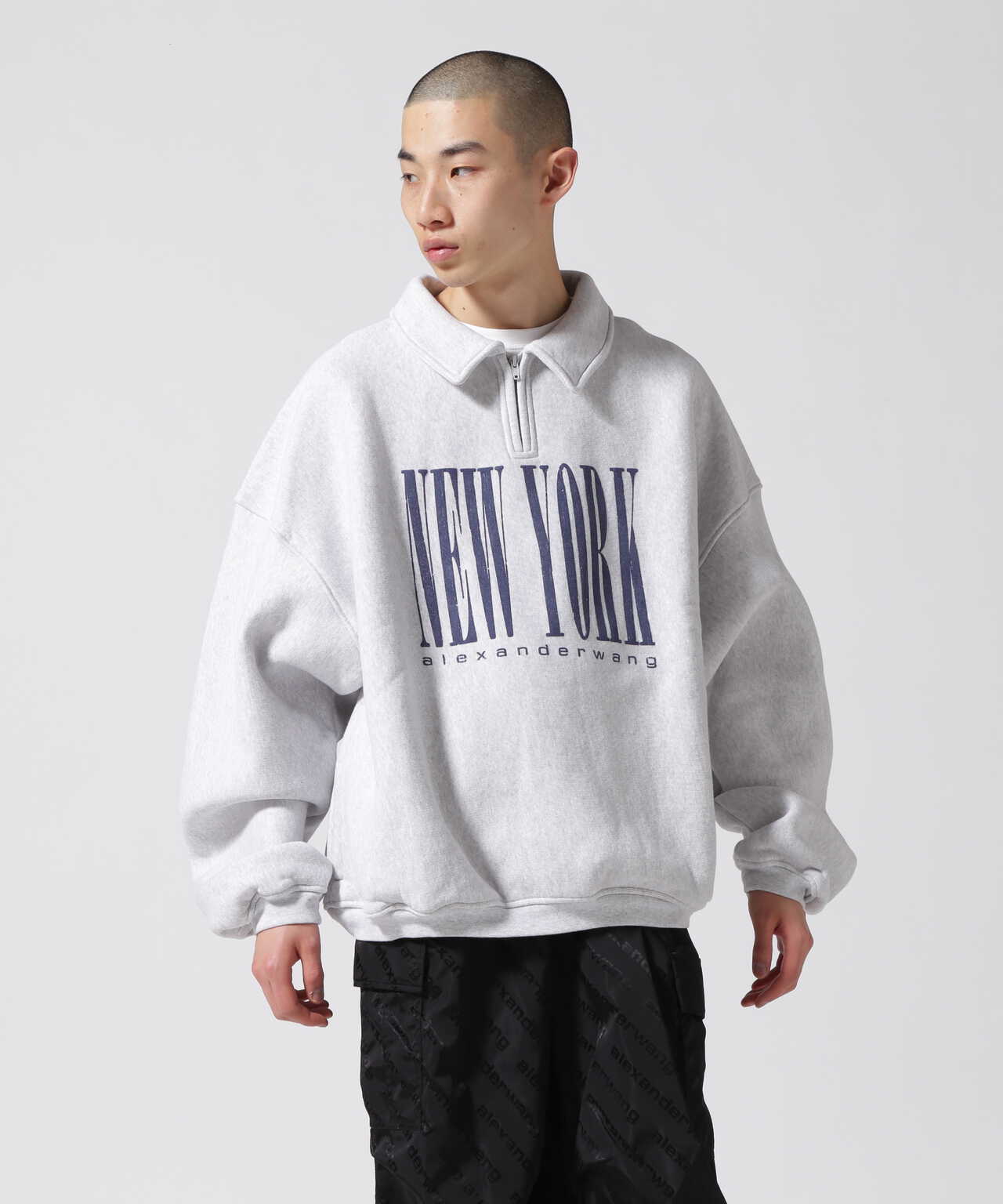 alexanderwang/アレキサンダーワン/HALF ZIP SWEATSHIRT WITH NY PUFF 