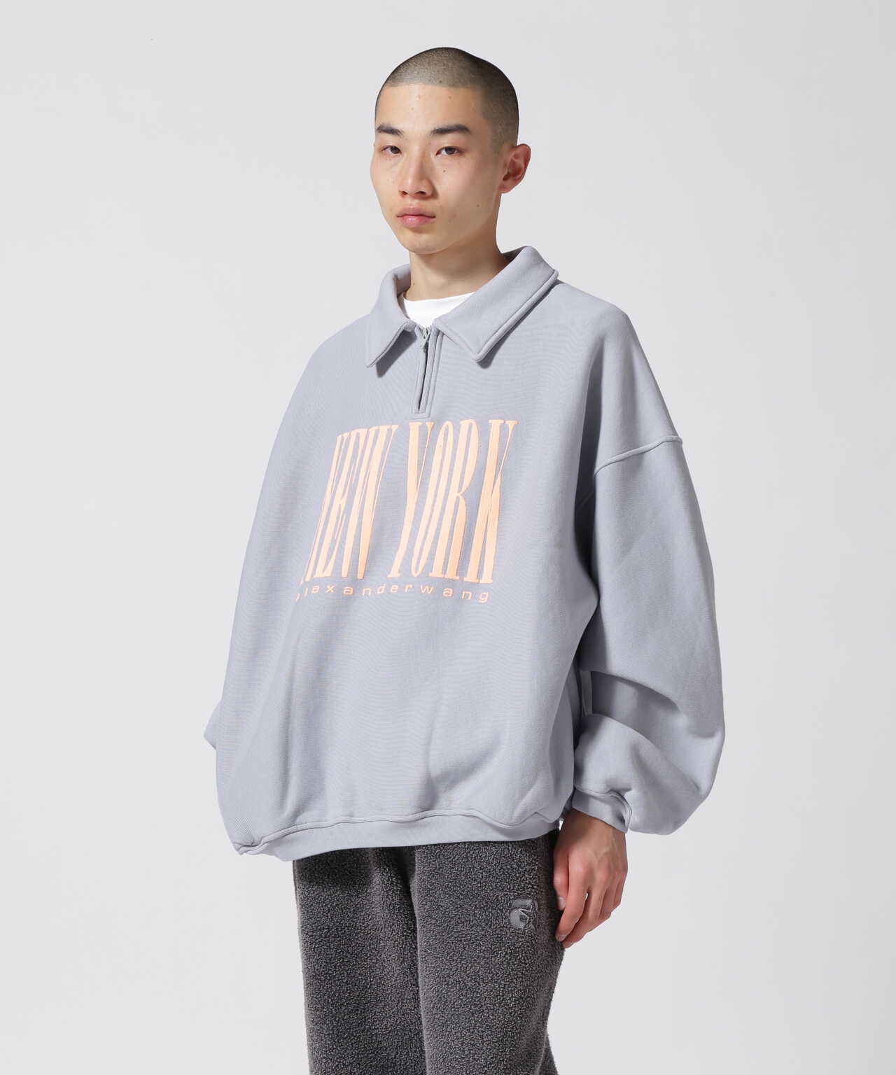 alexanderwang/アレキサンダーワン/HALF ZIP SWEATSHIRT WITH NY PUFF