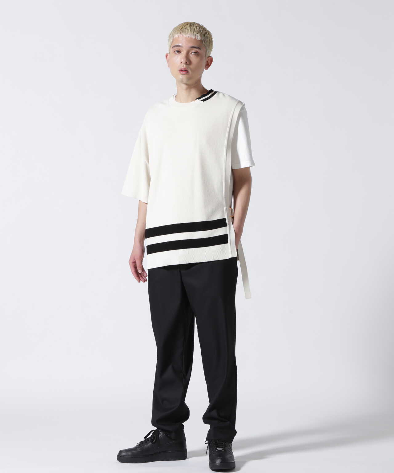 CULLNI/クルニ/Asymmetric Sleeve Side Open Knit/アシンメトリー ...