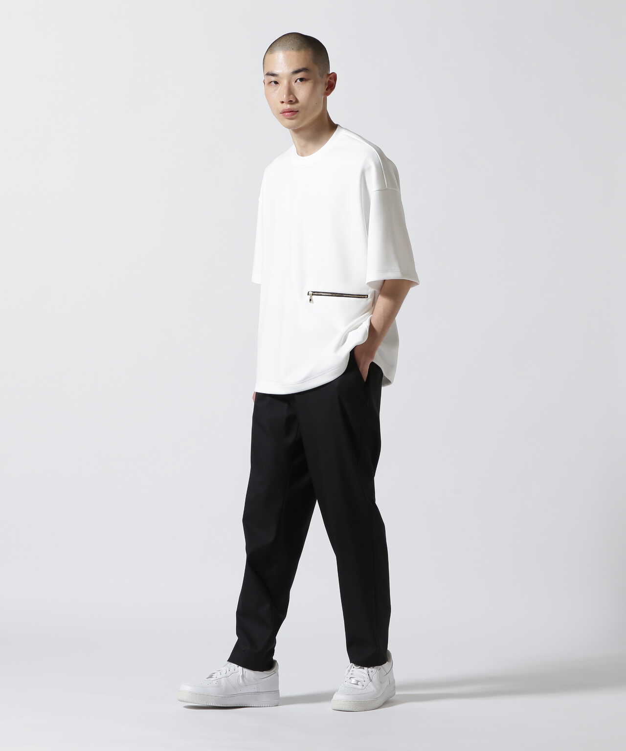 CULLNI/クルニ/Zip Pocket Asymmetric Hem Tee/ジップポケット