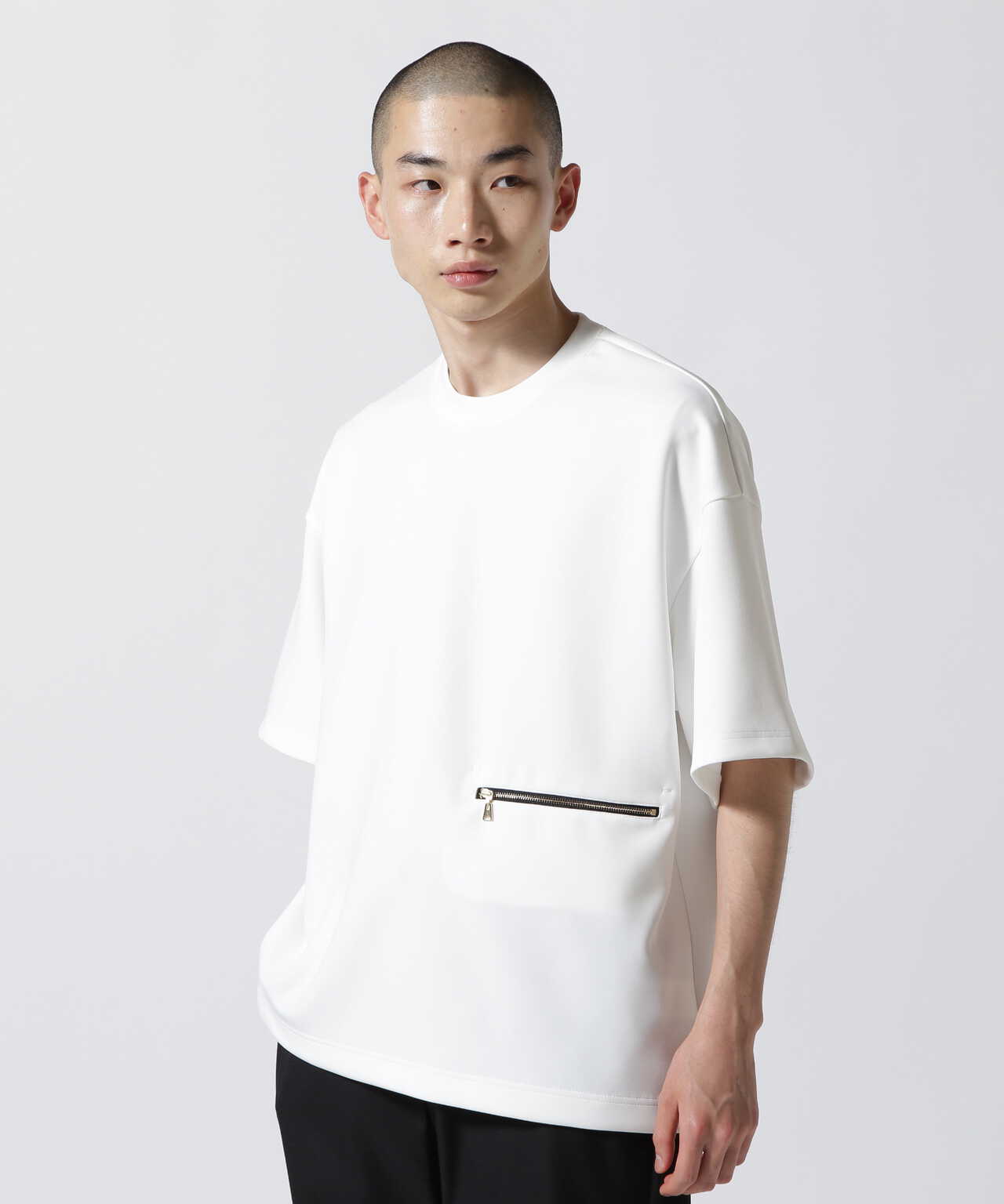 CULLNI/クルニ/Zip Pocket Asymmetric Hem Tee/ジップポケット