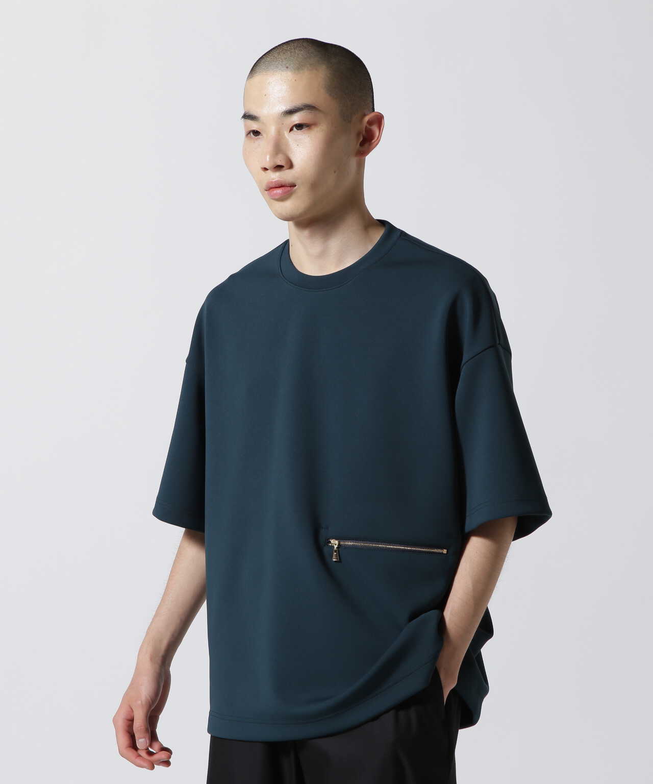 CULLNI/クルニ/Zip Pocket Asymmetric Hem Tee/ジップポケット 