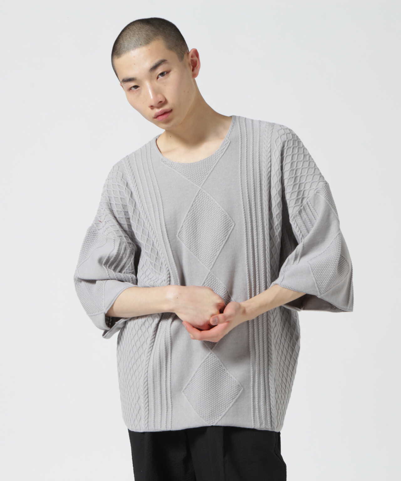 DankeSchon/ダンケシェーン/12GG ARAN KNIT S/S TEE-