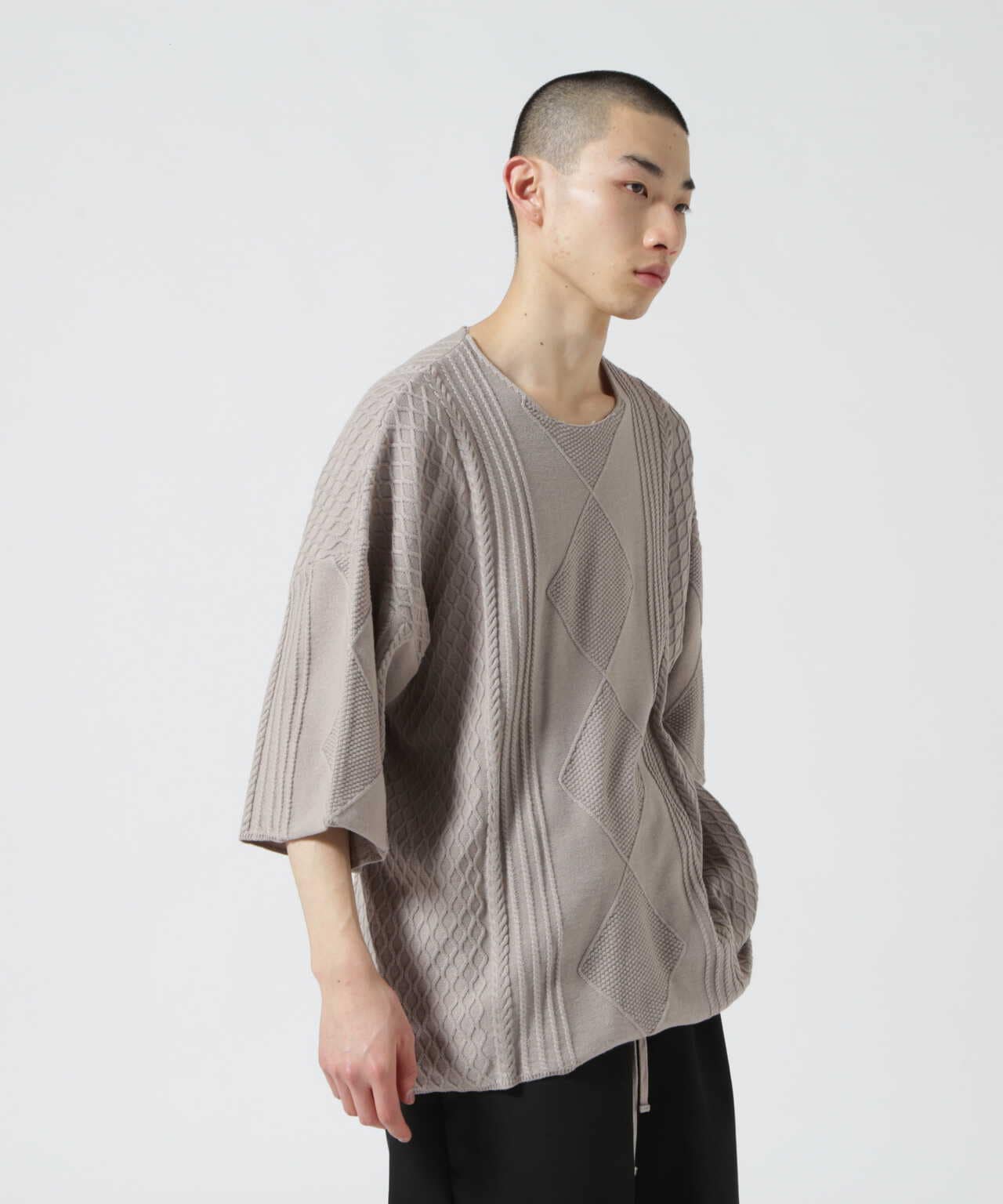 DankeSchon/ダンケシェーン/12GG ARAN KNIT S/S TEE-