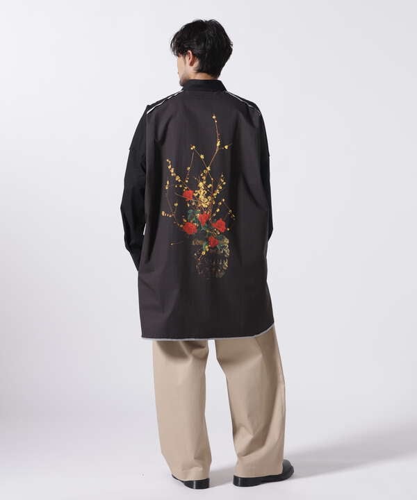 ALMOSTBLACK/オールモストブラック/WOVEN CUT OFF BIG PRINT SHIRT