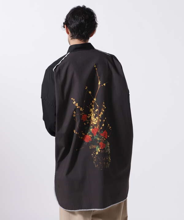 ALMOSTBLACK/オールモストブラック/WOVEN CUT OFF BIG PRINT SHIRT