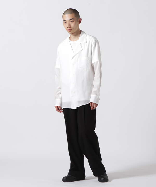 sulvam/サルバム】ASYMMETRY OPEN COLLAR SHIRT-