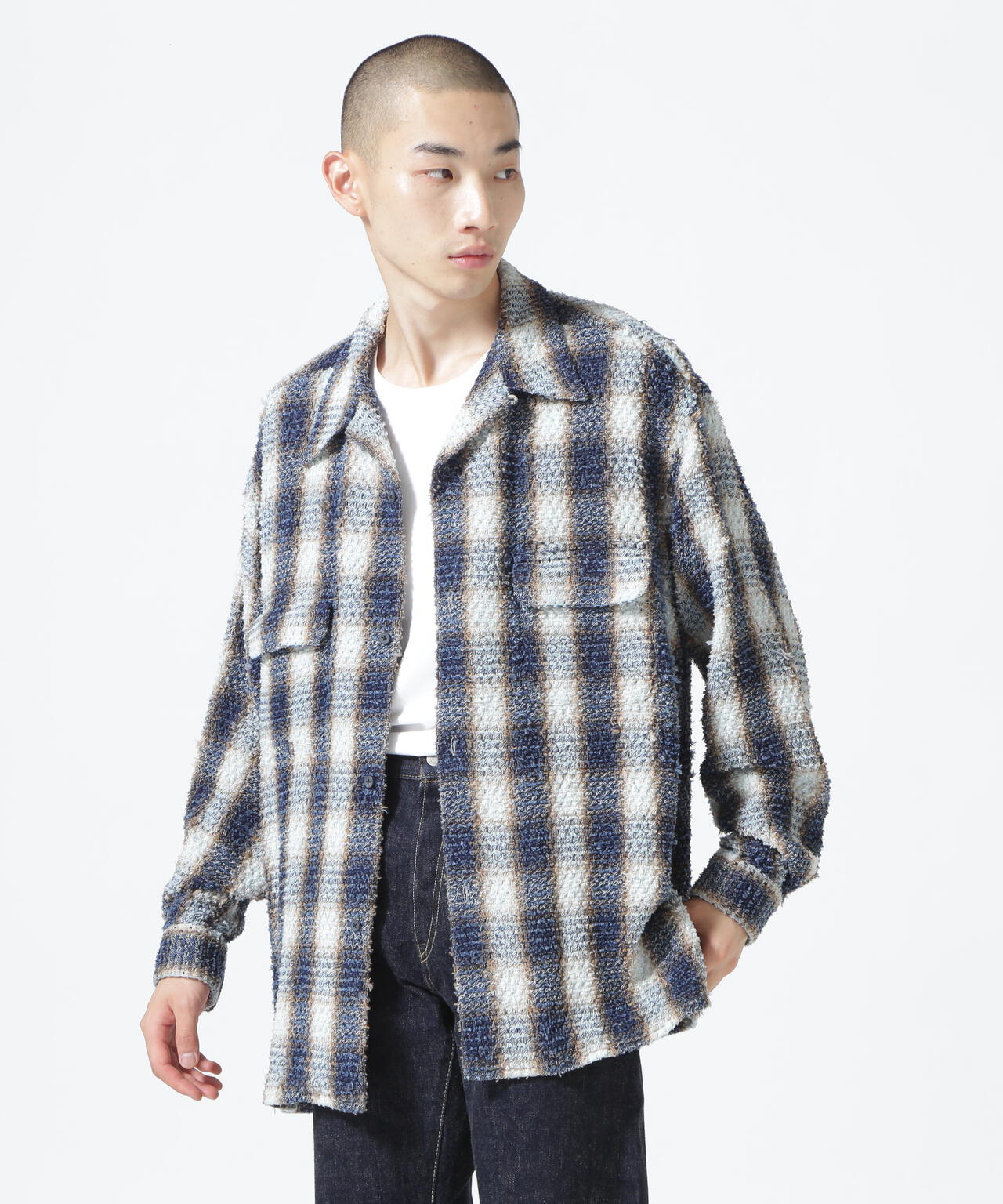 SUGARHILL/シュガーヒル/INDIGO COTTON OMBRE PLAID PUNCHING BLOUSE 