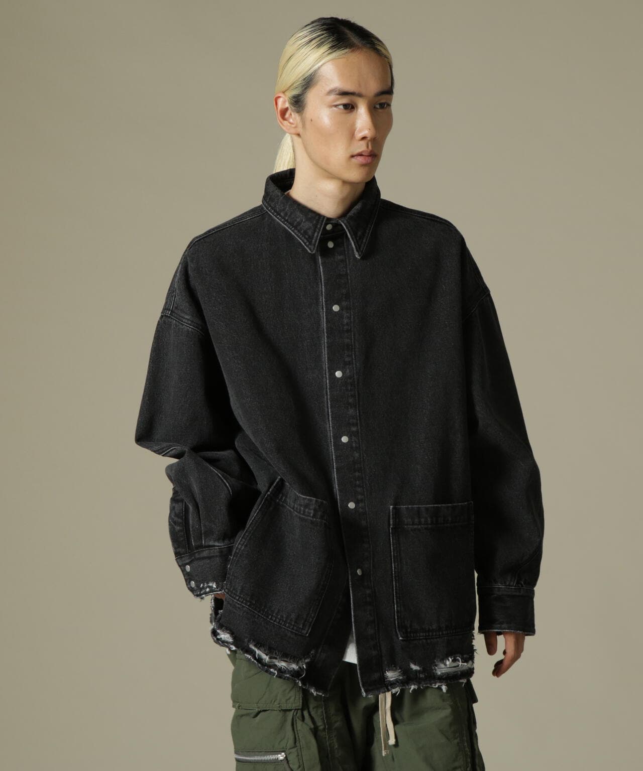 DankeSchon/ダンケシェーン/PREMIUM DENIM OVERSIZE DAMEGE SHIRTS