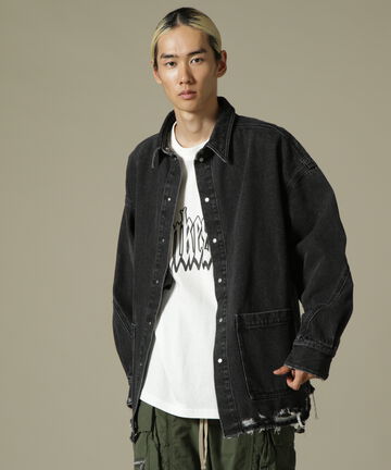 DankeSchon/ダンケシェーン/PREMIUM DENIM OVERSIZE DAMEGE SHIRTS/ダメージデニムシャツ
