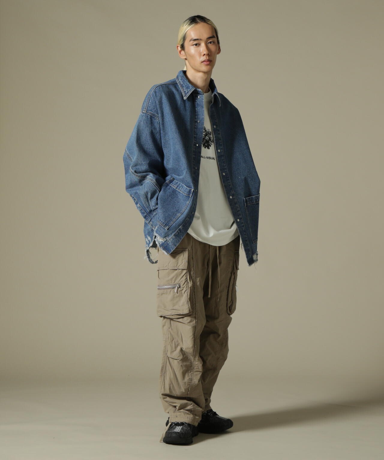 DankeSchon/ダンケシェーン/PREMIUM DENIM OVERSIZE DAMEGE SHIRTS