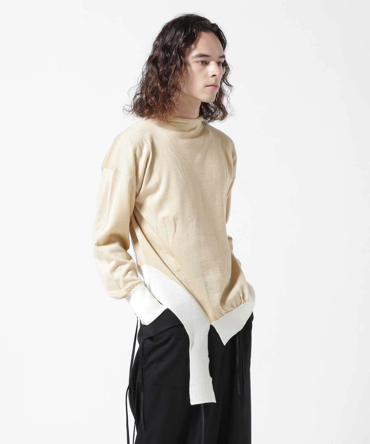 sulvam/サルバム/HIGH NECK RANDOM HEM KNIT/ハイネックランダムヘム