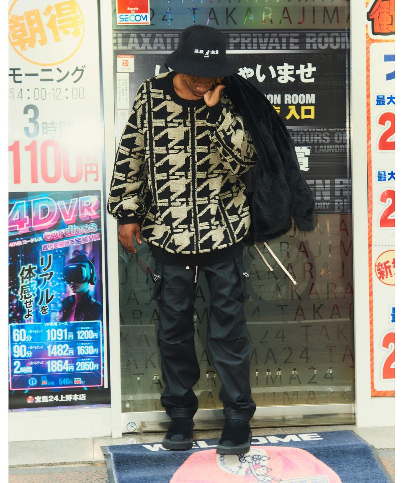 DankeSchon/ダンケシェーン/PREMIUM COTTON CHIDORI CREWNECK KNIT/千鳥クルーネックニット