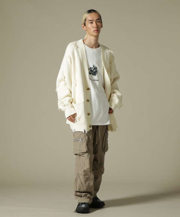 DankeSchon/ダンケシェーン/PREMIUM COTTON OVERSIZE DAMEGE KNIT CARDIGAN/カーディガン