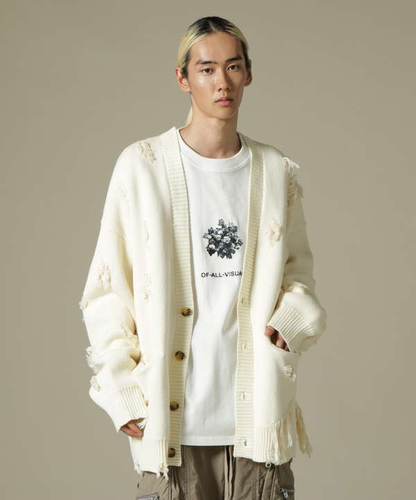 DankeSchon/ダンケシェーン/PREMIUM COTTON OVERSIZE DAMEGE KNIT CARDIGAN/カーディガン