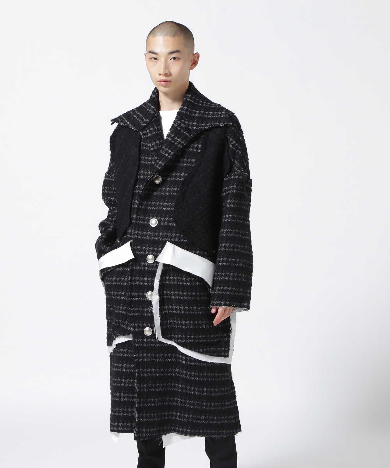 sulvam/サルバム/HOUNDSTOOTH OVER COAT/ハンドステッチオーバーコート 