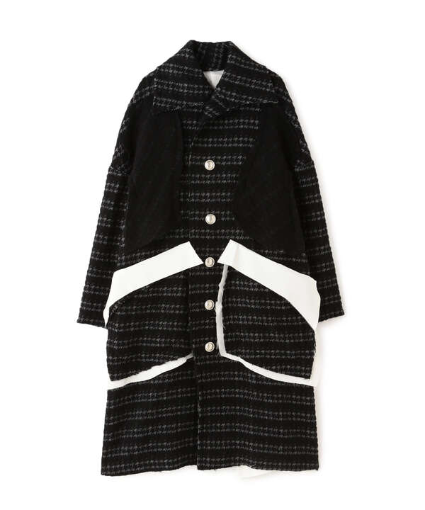 sulvam/サルバム/HOUNDSTOOTH OVER COAT/ハンドステッチオーバーコート