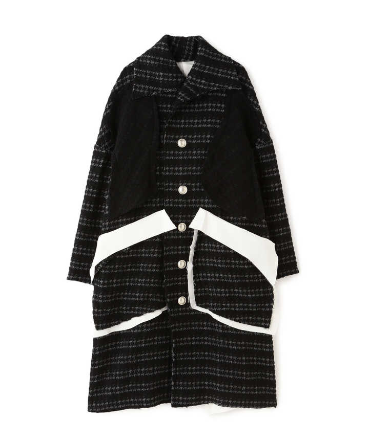 sulvam/サルバム/HOUNDSTOOTH OVER COAT/ハンドステッチ