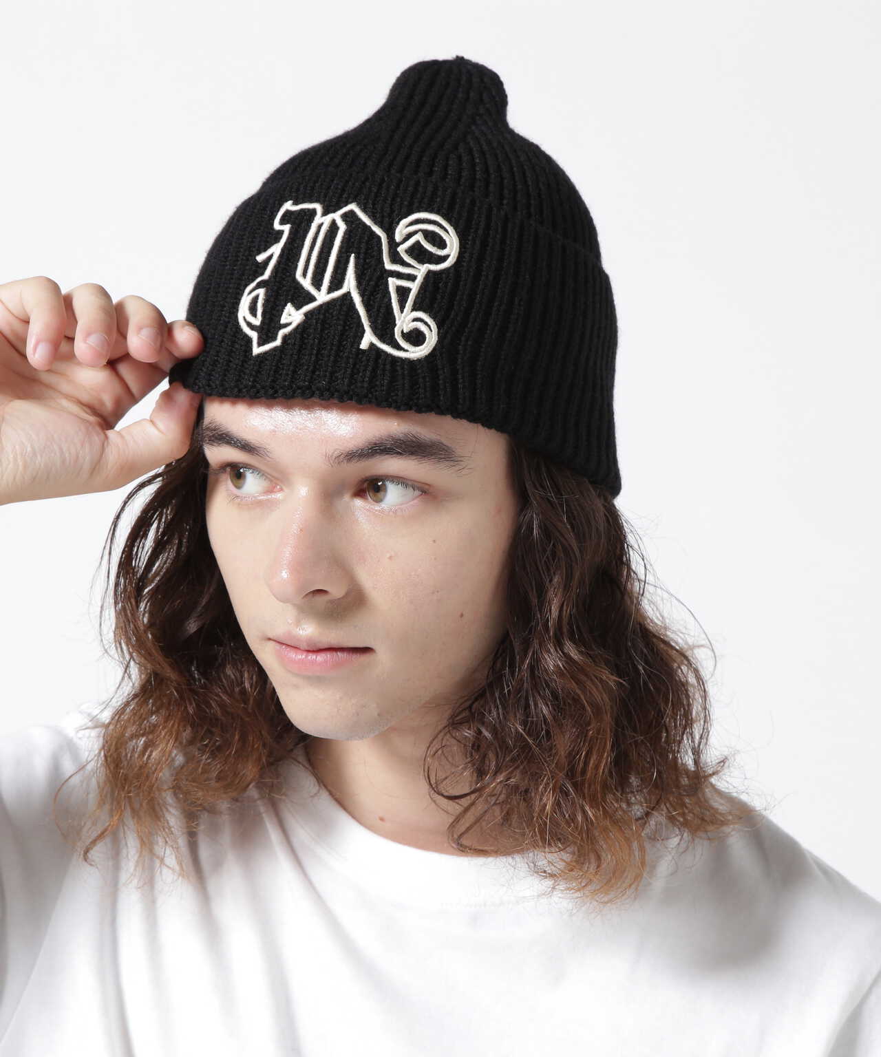 Palm Angels Black Monogram Beanie