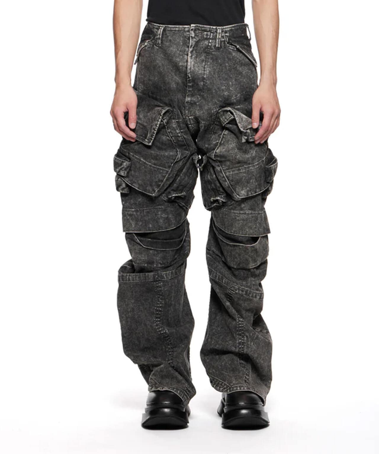 JULIUS/ユリウス/857PAM4-CH Gas mask denim wide cargo pants