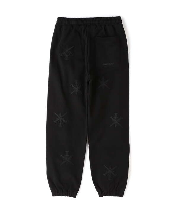 UNKNOWN LONDON/アンノウンロンドン/BLACK ON BLACK DAGGER EMBROIDERY JOGGER PANTS