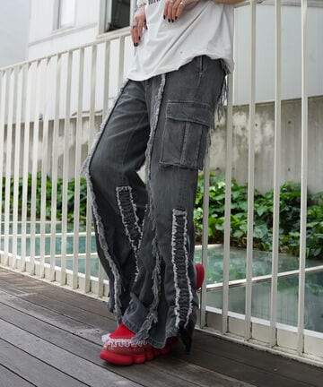 【先行予約 5月下旬入荷予定】rurumu:/【LHP Exclusive】drawstring "black" denim pants