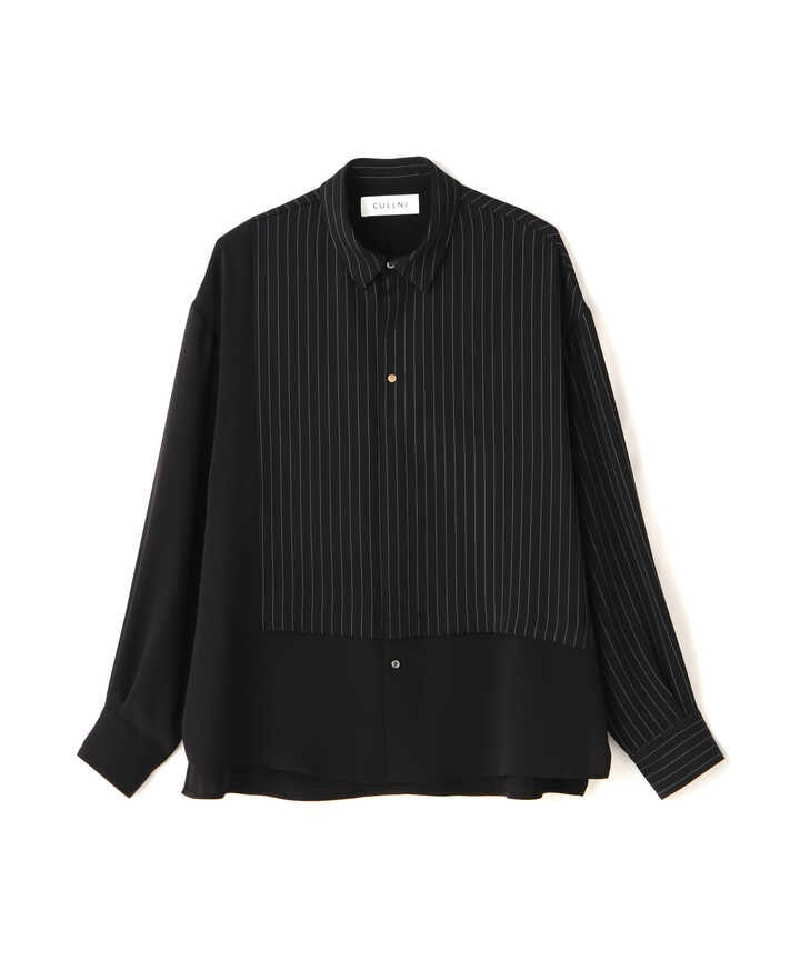 CULLNI/クルニ/Double Cloth Asymmetrical Stripe Shirt