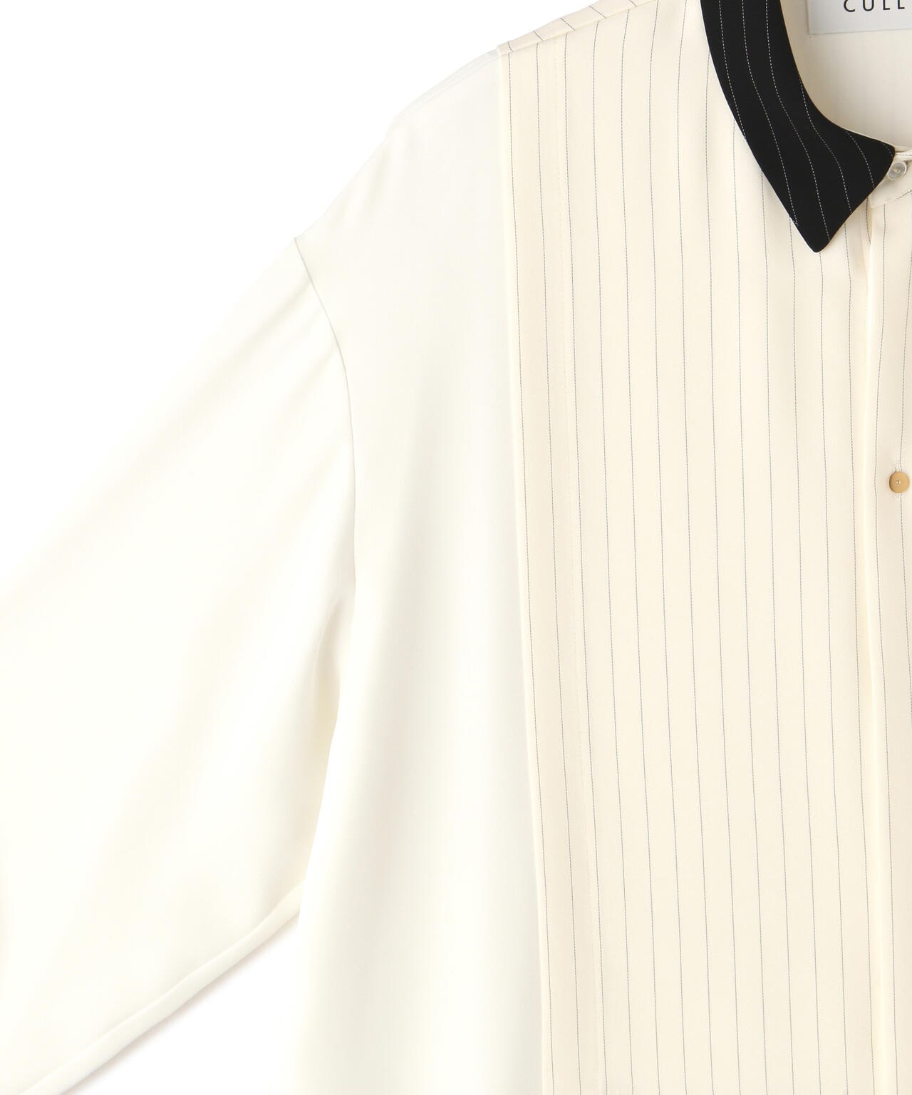 CULLNI/クルニ/Double Cloth Asymmetrical Stripe Shirt