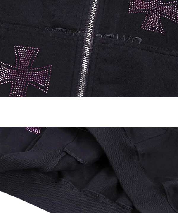 UNKNOWN LONDON/アンノウンロンドン/Black×Purple Rs Cross Zip Hoodie