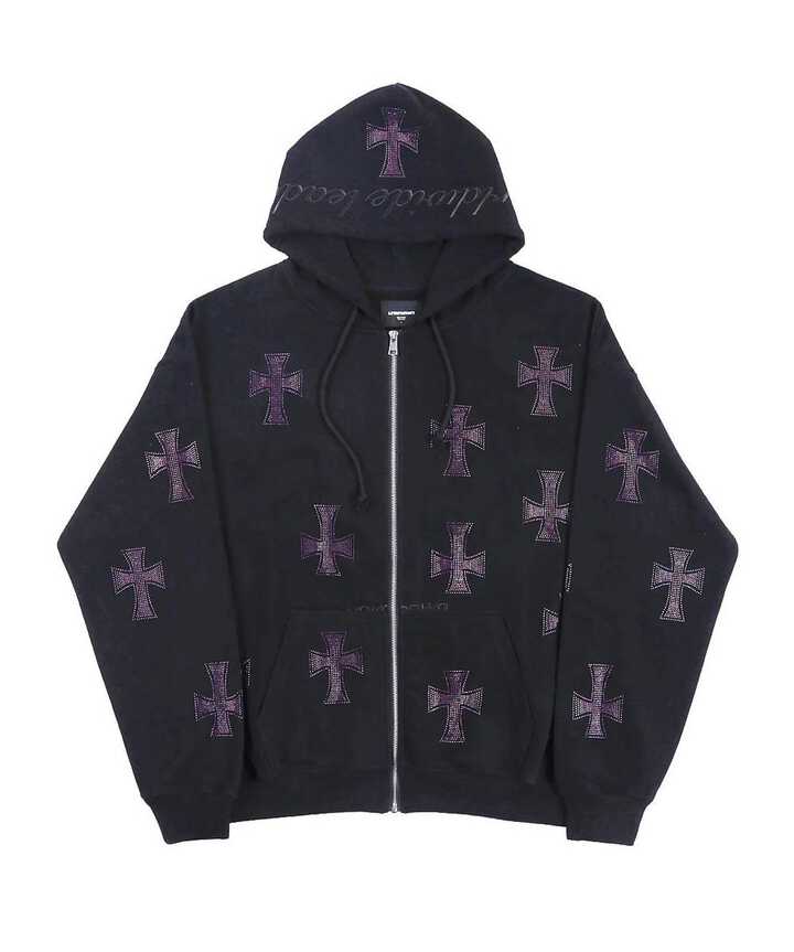 UNKNOWN LONDON/アンノウンロンドン/Black×Purple Rs Cross Zip Hoodie 