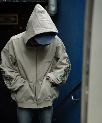 【先行予約 12月下旬-1月上旬入荷予定】Supplier/EXCLUSIVE STUDS CROSS ZIP HOODIE BEIGE