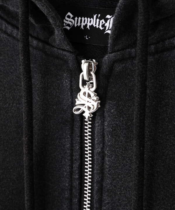 Supplier/EXCLUSIVE STUDS CROSS ZIP HOODIE SILVER