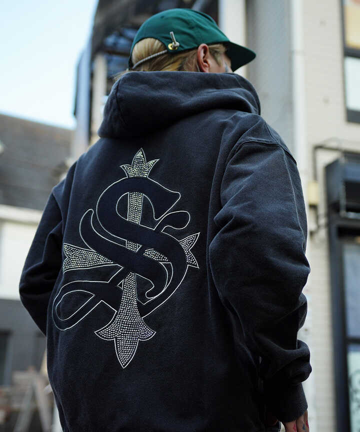 kikodouble zip up metallic studs punk hoodie
